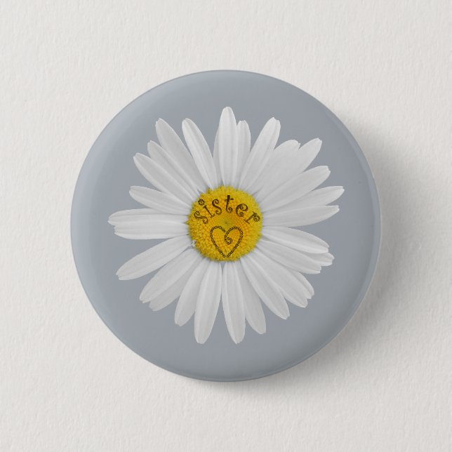 Daisy Flower For Sister Art Customize Background Pinback Button (Front)