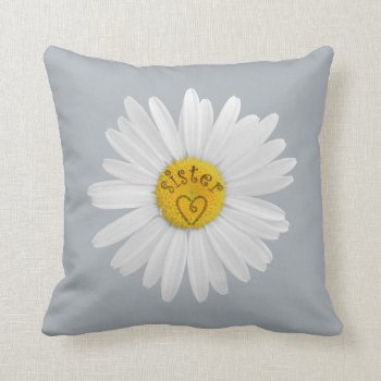 Daisy Flower For Sister Art Customize Background Throw Pillow by warrior_woman at Zazzle