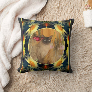 Daisy Flower Frame Create Your Own Pet Photo Throw Pillow