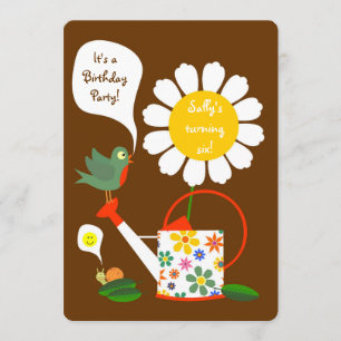 Daisy Flower Garden Girl Birthday Party Invitation