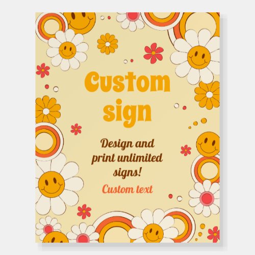 Daisy Flower Groovy Birthday Custom Sign