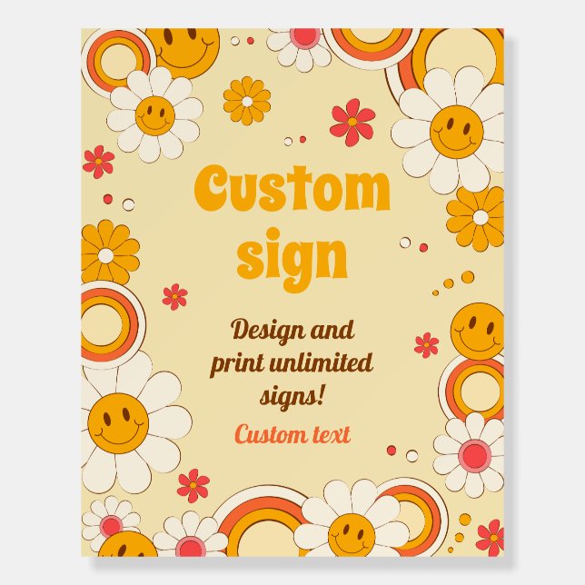 Daisy Flower Groovy Birthday Custom Sign (Front)