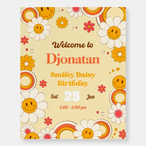 Daisy Flower Groovy Birthday Welcome Sign