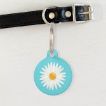 Daisy Flower Illustrated On Blue With Pet's Info Pet Tag<br><div class="desc">This floral pet tag has Destei's cartoon illustration of a beautiful white and yellow daisy flower on a light blue background color. On the other side there are personalizable text areas for pet's name and for owner's phone number.</div>