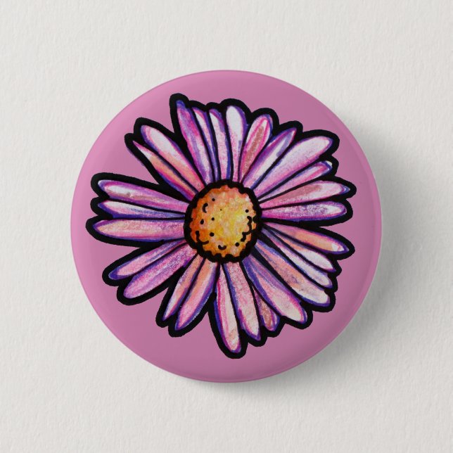 Daisy Flower Illustration                          Button (Front)
