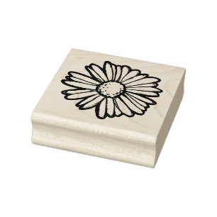 Daisy Flower Illustration Rubber Stamp