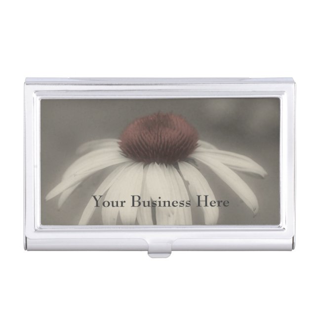 Daisy Flower In Black And White Business Card Case (Front)