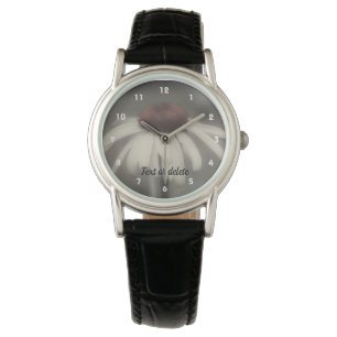 Daisy Flower In Black And White Personalized Watch