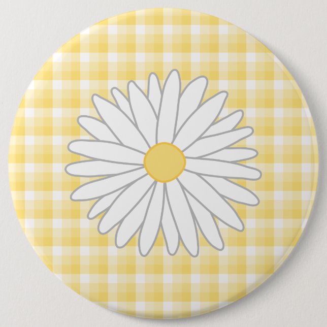 Daisy Flower in Yellow and White. Button (Front)