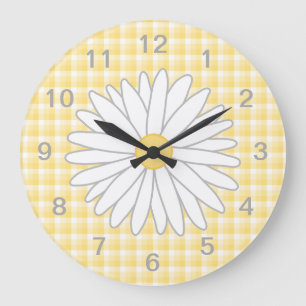 Daisy Flower in Yellow and White. Large Clock