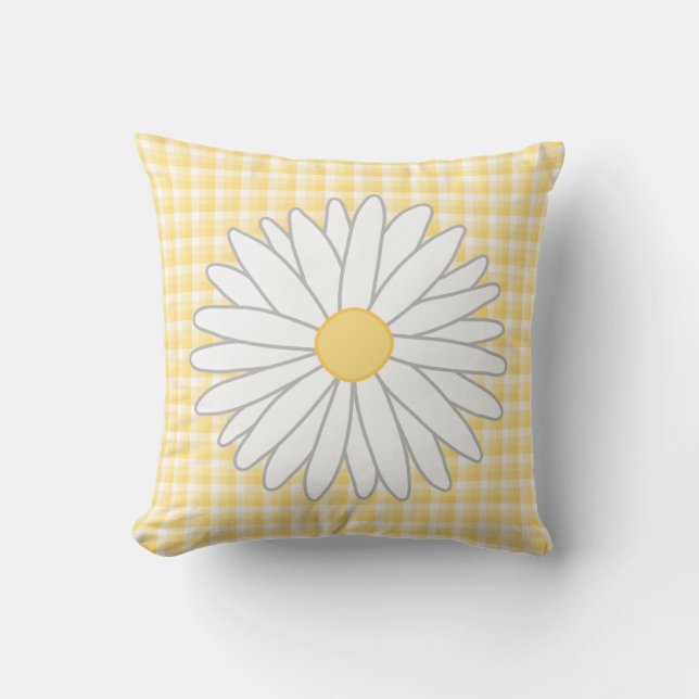 Daisy Flower in Yellow and White. Throw Pillow (Front)