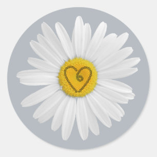 Daisy Flower Love Art Customize Background Classic Round Sticker
