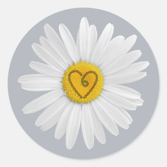 Daisy Flower Love Art Customize Background Classic Round Sticker (Front)
