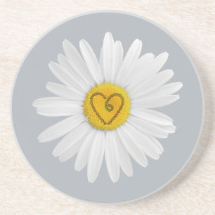 Daisy Flower Love Art Customize Background Sandstone Coaster