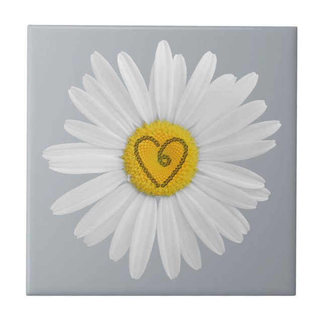 Daisy Flower Love Art Customize Background Tile (Front)