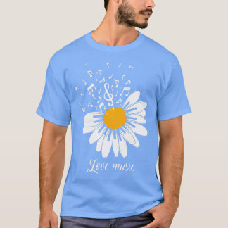 Daisy Flower Love Music Piano Flower Petals Music T-Shirt