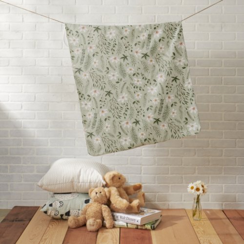 Daisy Flower Mint Floral  Baby Blanket