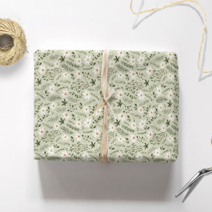 Daisy Flower Mint Floral  Wrapping Paper