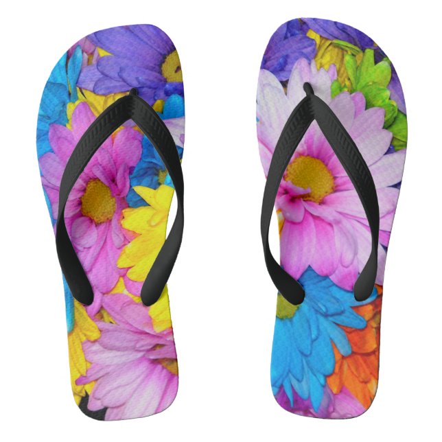 Daisy Flower Mix Flip Flops (Footbed)