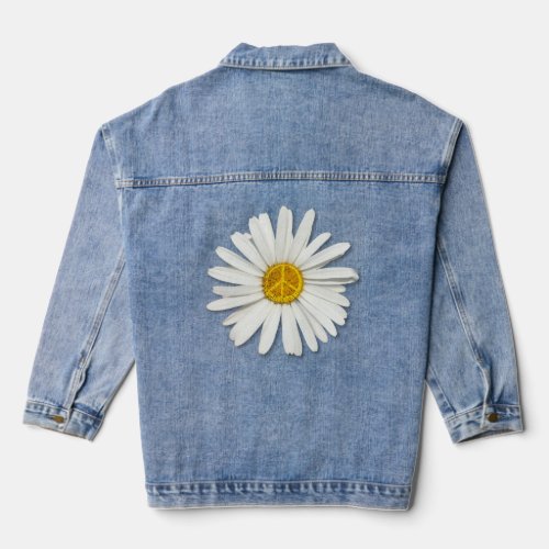Daisy Flower No War Inner Peace Symbol Sign 60s Denim Jacket