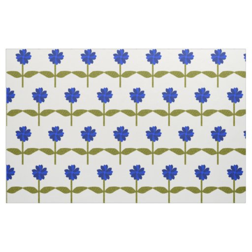 Daisy Flower Ocean Blue Floral Patterned Fabric