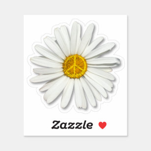 Daisy Flower of Inner Peace Symbol Sign - Hippie Sticker