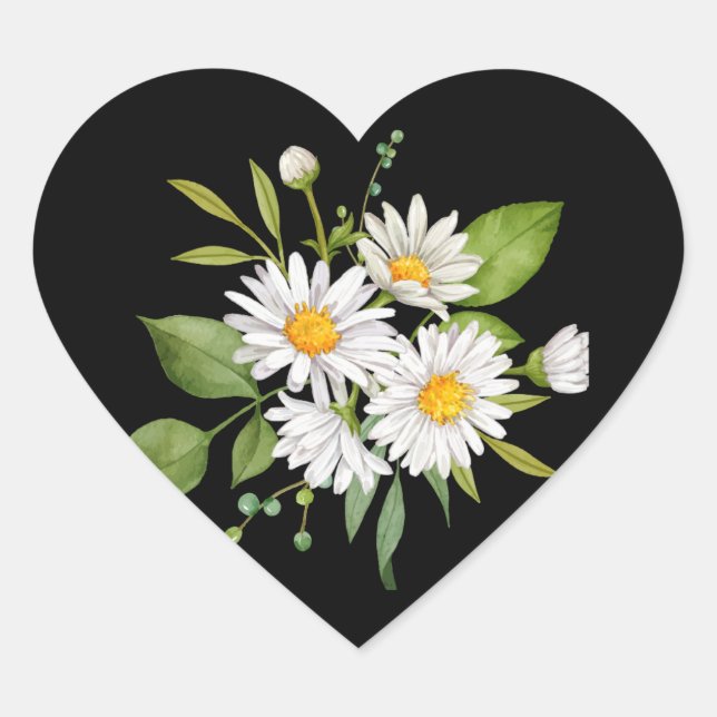 Daisy flower on black background Sticker (Front)