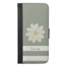 Daisy Flower on Green Sage Stripe