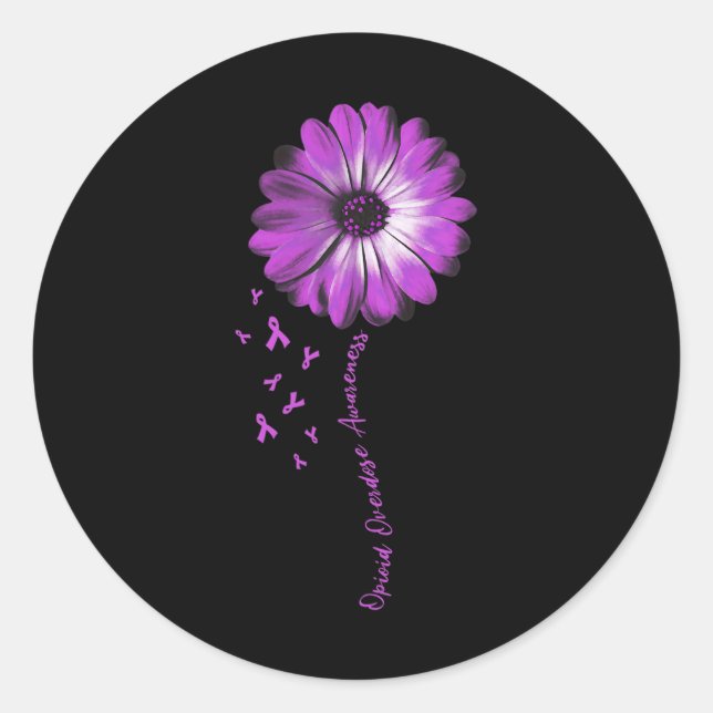 Daisy Flower Opioid Overdose Awareness Gifts  Classic Round Sticker (Front)