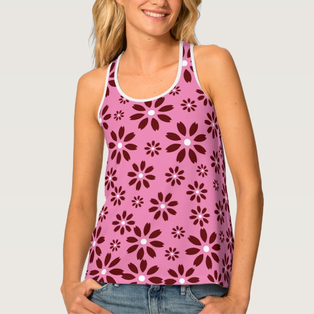 Daisy Flower Patern Summer Women's  Tank Top (Front)