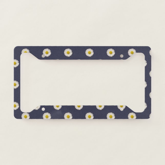 Daisy Flower Pattern License Plate Frame (Front)