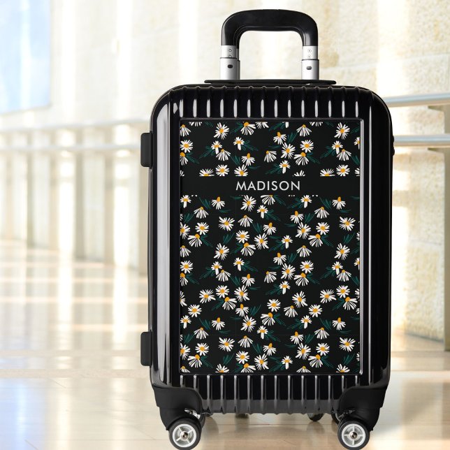 Daisy Flower Pattern Personalized Monogram Name Luggage (Creator Uploaded)