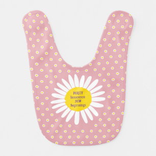 Daisy flower pattern - Purity, Innocence quote Baby Bib