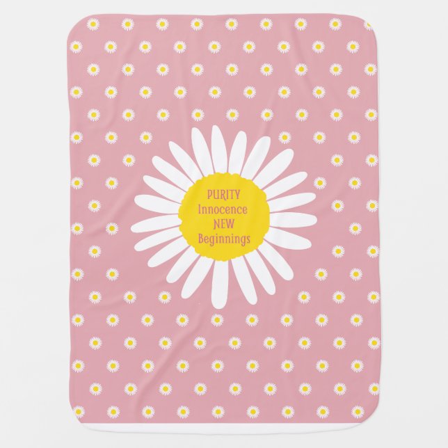 Daisy flower pattern - Purity, Innocence quote Baby Blanket (Front)
