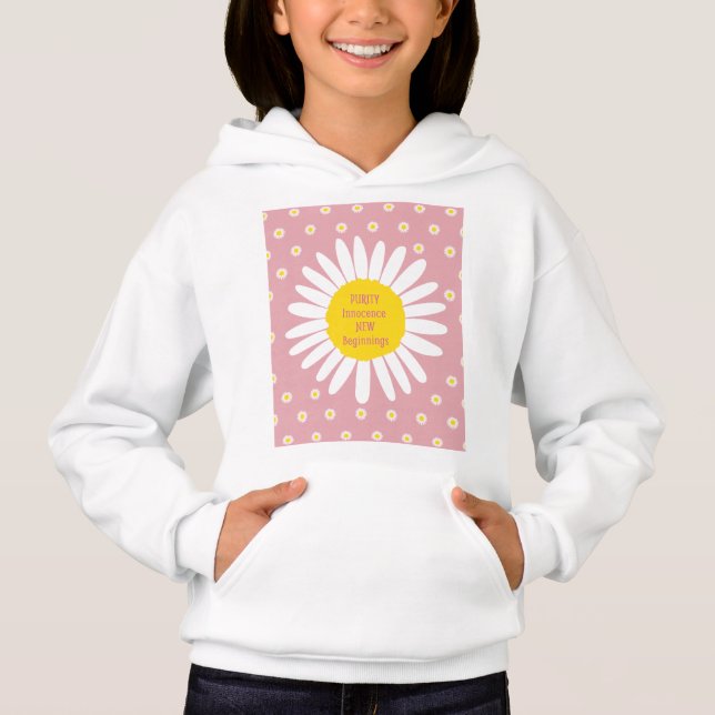 Daisy flower pattern - Purity, Innocence quote Hoodie (Front)
