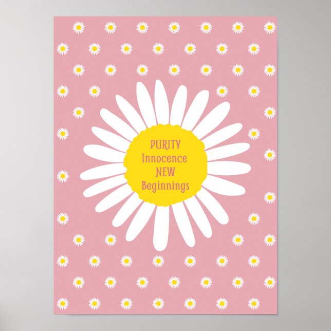 Daisy flower pattern - Purity, Innocence quote Poster (Front)