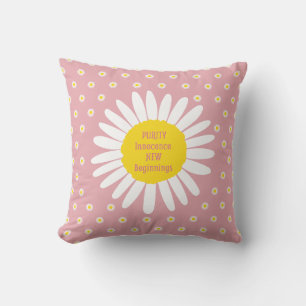 Daisy flower pattern - Purity, Innocence quote Throw Pillow