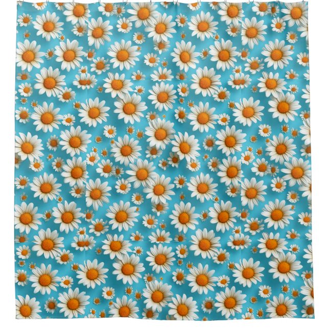 Daisy flower pattern shower curtain (Front)