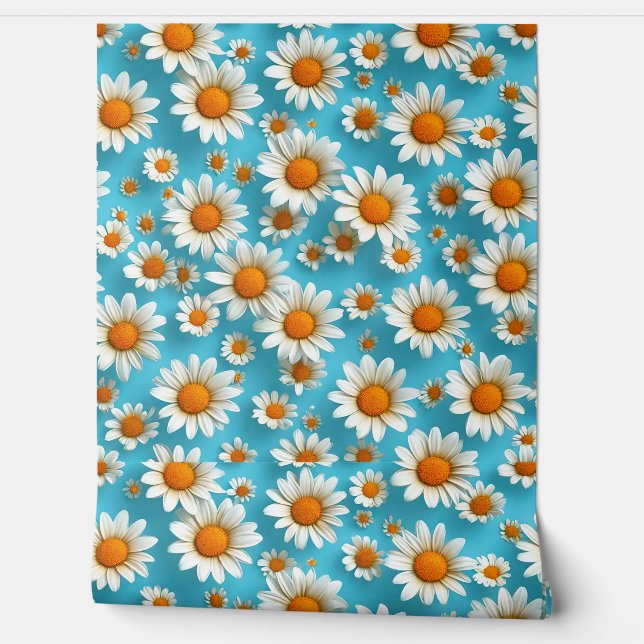 Daisy flower pattern wallpaper  (Unrolling)