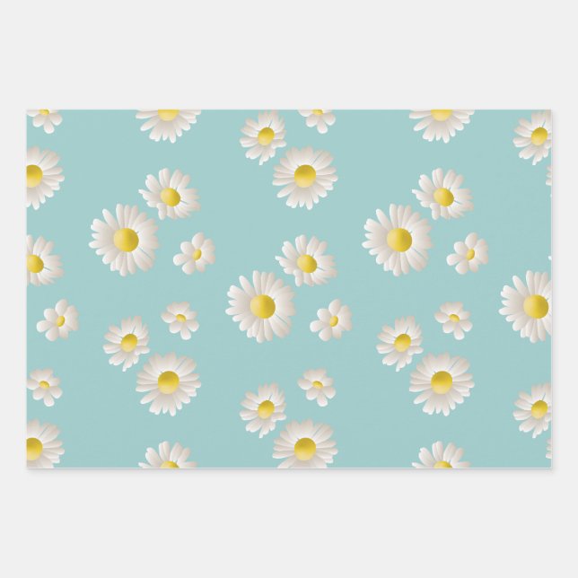 Daisy Flower Pattern Wrapping Paper Sheets (Front)
