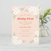 Daisy Flower Peach Music Festival Baby Shower Invitation (Standing Front)