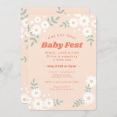 Daisy Flower Peach Music Festival Baby Shower Invitation (Front/Back)