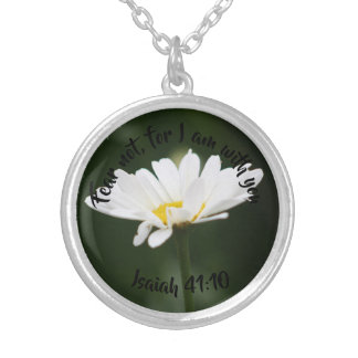 Daisy Flower Pendant Necklace with Isaiah 41:10