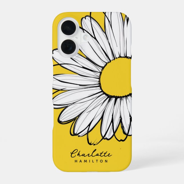 Daisy Flower Personalized Name Iphone Case (Back)