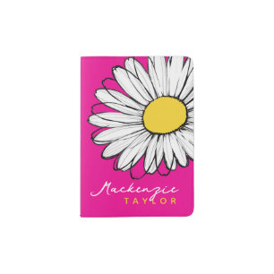 Daisy Flower Personalized Name Passport Holder