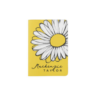 Daisy Flower Personalized Name Passport Holder