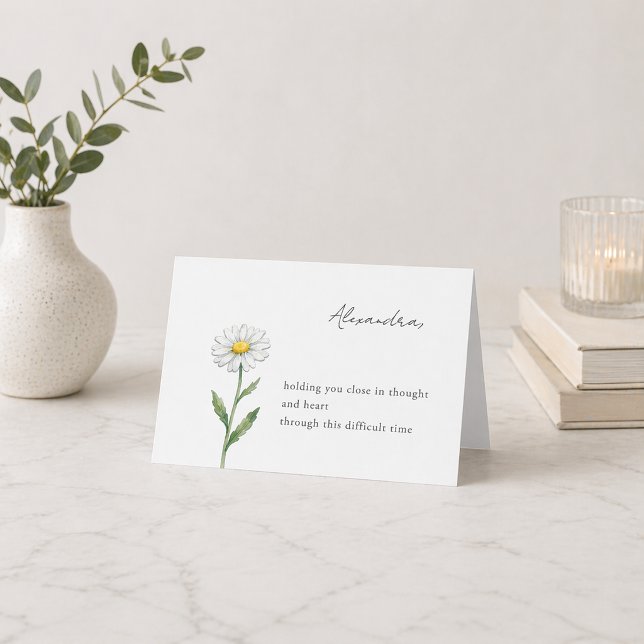 Daisy Flower Personalized Sympathy Card with Name (Creator Uploaded)