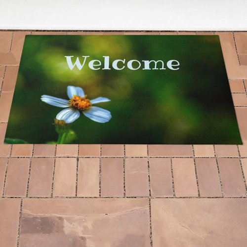 Daisy Flower Photographic Floral Green Welcome Doormat