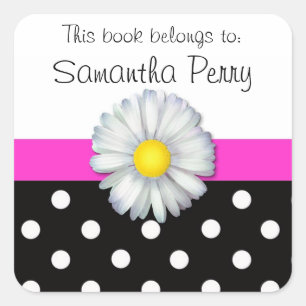 Daisy flower polka dot customizable stickers