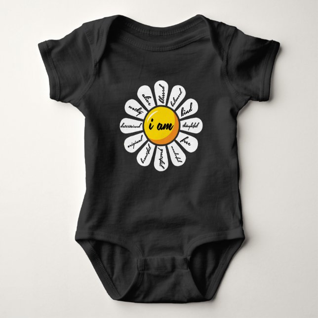 Daisy - Flower Positive Affirmation Baby Bodysuit (Front)